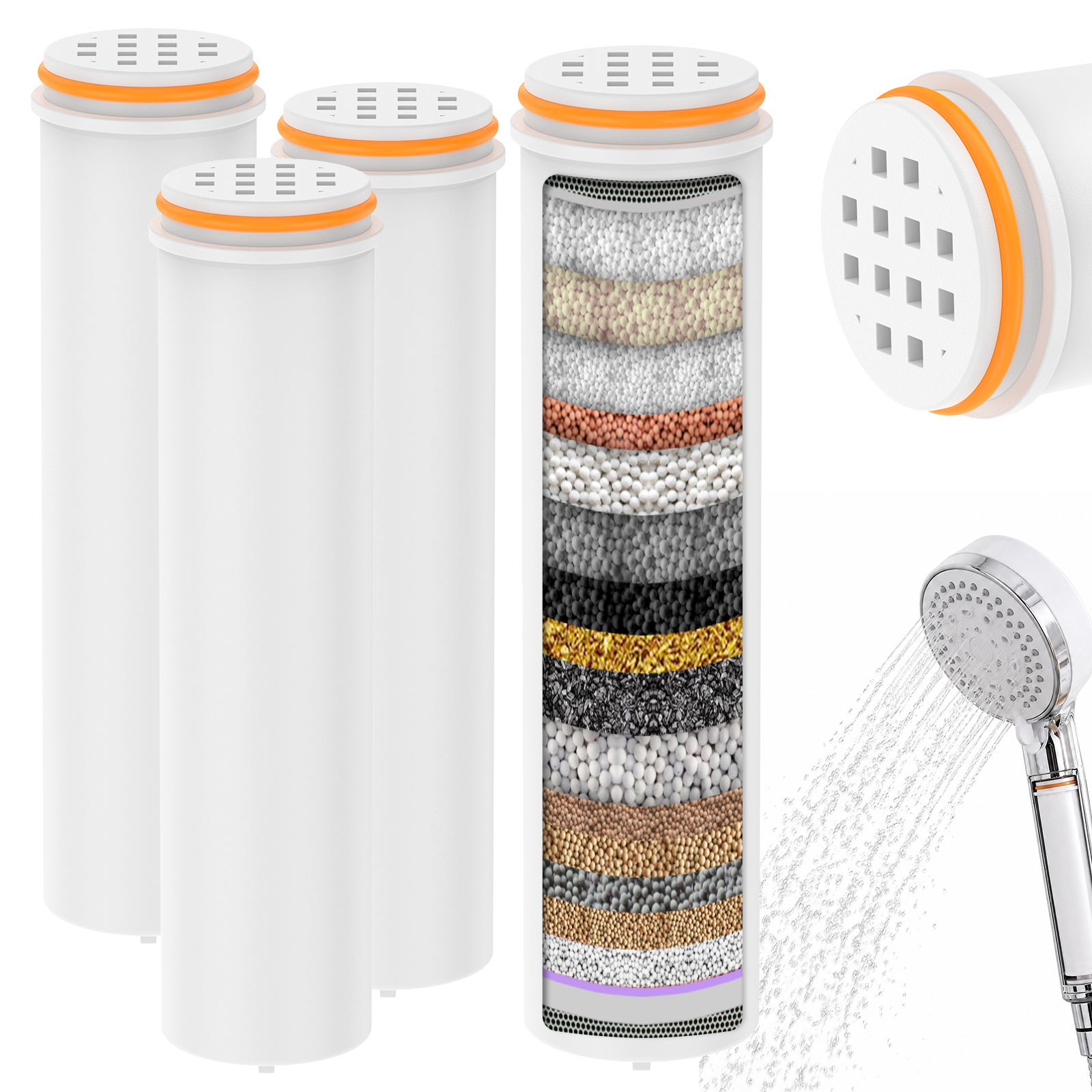 Water Filter Cartridge - 2/4Pc Showerhead Replacement Filter Handheld Shower